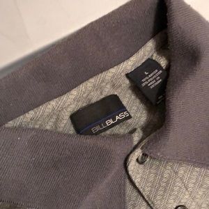 Men’s Long sleeve collared polo. Size L. Gray -Rayon and polyester.